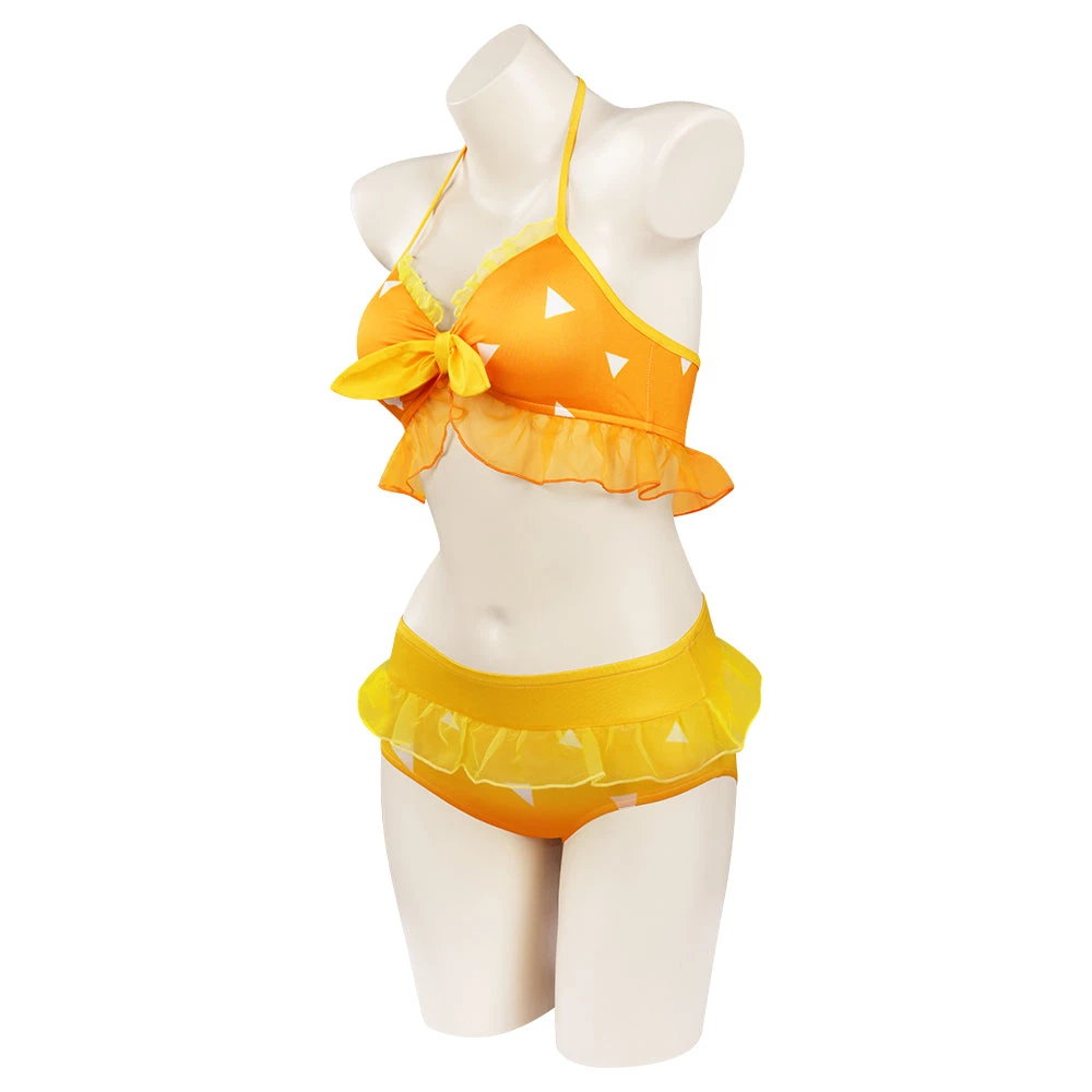 Fansholiday New Arrivals Demon Slayer Agatsuma Zenitsu Swimsuit Cosplay Costume Two-Piece Bikini Swimwear Outfits 5 Fansholiday New Arrivals Demon Slayer Agatsuma Zenitsu Swimsuit Cosplay Costume Two-Piece Bikini Swimwear Outfits