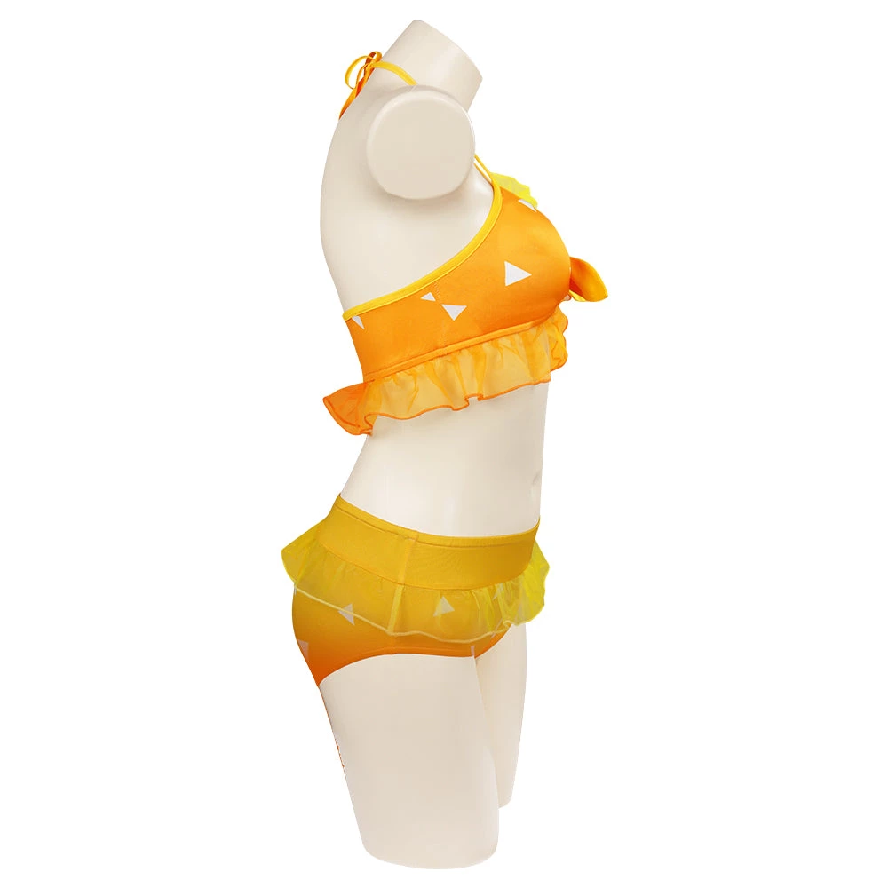 Fansholiday New Arrivals Demon Slayer Agatsuma Zenitsu Swimsuit Cosplay Costume Two-Piece Bikini Swimwear Outfits 9 Fansholiday New Arrivals Demon Slayer Agatsuma Zenitsu Swimsuit Cosplay Costume Two-Piece Bikini Swimwear Outfits