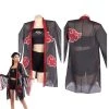 NewCosplay Naruto Akatsuki Swimsuit Cloak Cosplay Costume Three-Piece Swimwear Outfits
