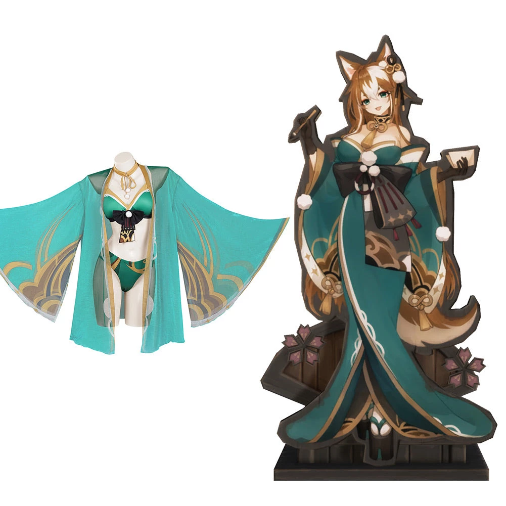 New Cosplaysky Genshin Impact Hina Goro Bikini Swimsuit Cosplay Costume Sexy Swimwear Cloak Outfits 4 New Cosplaysky Genshin Impact Hina Goro Bikini Swimsuit Cosplay Costume Sexy Swimwear Cloak Outfits
