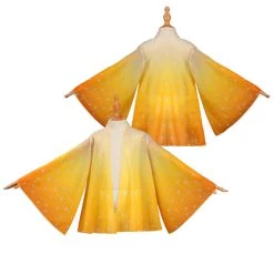 NewCosplay Children Kids Demon Slayer Agatsuma Zenitsu Cosplay Cloak Cape Kimono Coat