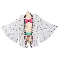 Fansholiday New Arrivals Demon Slayer Kochou Shinobu Three-Piece Cloak Swimsuit Cosplay Costume