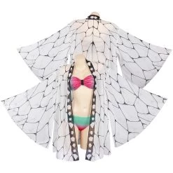 Fansholiday New Arrivals Demon Slayer Kochou Shinobu Three-Piece Cloak Swimsuit Cosplay Costume