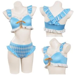 CosplaySky Alice In Wonderland Alice Swimsuit Cosplay Costume Two-Piece Bikini Swimwear Outfits
