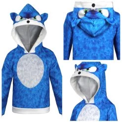 NewCosplay New Arrivals Kids Sonic The Hedgehog 2 (2022) Sonic Hoodie Hooded Sweatshirt