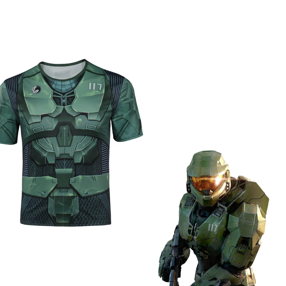 NewCosplay New Arrivals Halo Season 1 Master Chief John 117 Cosplay Costume Short Sleeve 3D Print T-shirt 3 NewCosplay New Arrivals Halo Season 1 Master Chief John 117 Cosplay Costume Short Sleeve 3D Print T-shirt