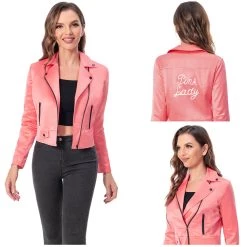 New Cosplaysky New Arrivals 1970S Pink Lady Cosplay Costume Motorcycle Jacket Coat Outfits Halloween Carnival Suit