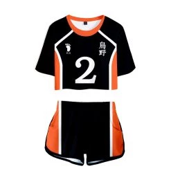 Fandombuy Women Haikyuu!! Karasuno High School Volleyball Club Cosplay Crop Top & Shorts Set Summer 2 Pieces Casual Clothes 14 Fandombuy Women Haikyuu!! Karasuno High School Volleyball Club Cosplay Crop Top & Shorts Set Summer 2 Pieces Casual Clothes