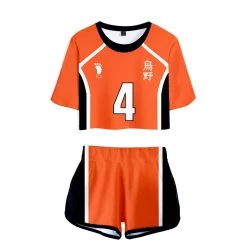 Fandombuy Women Haikyuu!! Karasuno High School Volleyball Club Cosplay Crop Top & Shorts Set Summer 2 Pieces Casual Clothes 16 Fandombuy Women Haikyuu!! Karasuno High School Volleyball Club Cosplay Crop Top & Shorts Set Summer 2 Pieces Casual Clothes