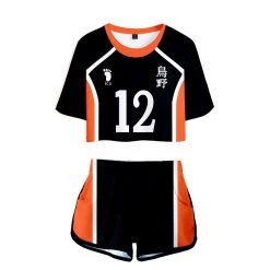 Fandombuy Women Haikyuu!! Karasuno High School Volleyball Club Cosplay Crop Top & Shorts Set Summer 2 Pieces Casual Clothes 21 Fandombuy Women Haikyuu!! Karasuno High School Volleyball Club Cosplay Crop Top & Shorts Set Summer 2 Pieces Casual Clothes