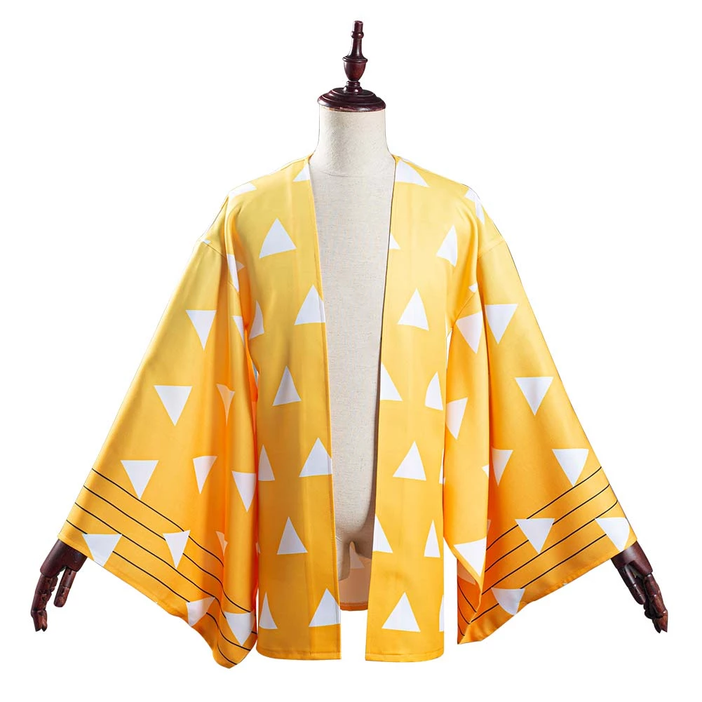 NewCosplay Demon Slayer: Kimetsu No Yaiba Agatsuma Zenitsu Kimono Coat Cosplay Costume 4 NewCosplay Demon Slayer: Kimetsu No Yaiba Agatsuma Zenitsu Kimono Coat Cosplay Costume