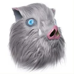 New Cosplaysky Demon Slayer: Kimetsu No Yaiba Hashibira Inosuke Latex Helmet With Hair Cosplay Accessories New Arrivals