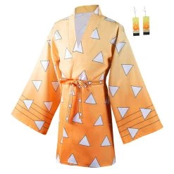 NewCosplay Demon Slayer Agatsuma Zenitsu Halloween Carnival Suit With Earrings Belt Cosplay Costume 19 NewCosplay Demon Slayer Agatsuma Zenitsu Halloween Carnival Suit With Earrings Belt Cosplay Costume
