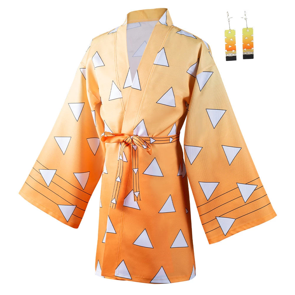 NewCosplay Demon Slayer Agatsuma Zenitsu Halloween Carnival Suit With Earrings Belt Cosplay Costume 8 NewCosplay Demon Slayer Agatsuma Zenitsu Halloween Carnival Suit With Earrings Belt Cosplay Costume
