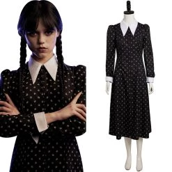 New Cosplaysky Wednesday (2022) The Addams Family Wednesday Dress Cosplay Costume Outfits