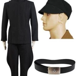 NewCosplay Star Wars Imperial Officer Black Uniform Costume + Hat + Belt