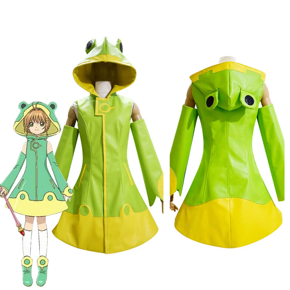 NewCosplay New Arrivals Anime Card Captor Kinomoto Sakura Green Raincoat Halloween Carnival Party Suit Cosplay Costume 3 NewCosplay New Arrivals Anime Card Captor Kinomoto Sakura Green Raincoat Halloween Carnival Party Suit Cosplay Costume