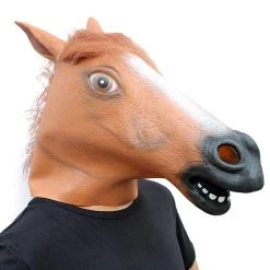 New Cosplaysky Halloween Horse Head Adult Latex Helmet Funny Headgear Cosplay Accessories