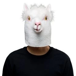 New Cosplaysky White Alpaca Sheep Halloween Animal Latex Helmet Full Face Adult Cosplay Props New Arrivals
