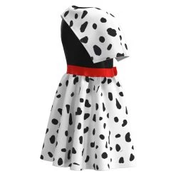 NewCosplay Cruella Kids Children Spotted Dress Halloween Carnival Suit Cosplay Costume New Arrivals