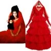 Fansholiday Movie Beetlejuice Lydia Deetz Cosplay Costume Red Wedding Dress Outfits Halloween Carnival Suit New Arrivals