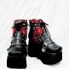NewCosplay New Arrivals Punk Red Plaid Classical Boots A Version Custom-Made