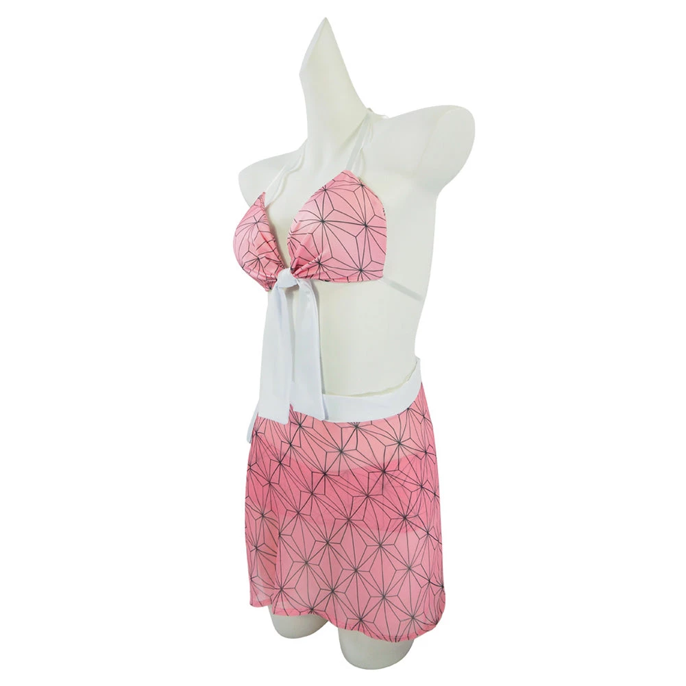 NewCosplay Demon Slayer Kamado Nezuko Original Designers Swimwear Cosplay Costume Summer Swimsuit 4 NewCosplay Demon Slayer Kamado Nezuko Original Designers Swimwear Cosplay Costume Summer Swimsuit