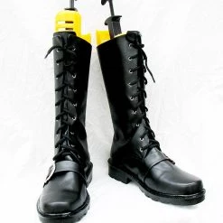 NewCosplay Punk Rock Zipper Black Boots Shoes Custom-Made