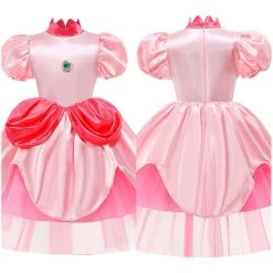 Viele Kostüme New Arrivals Kids Children Princess Peach Cosplay Costume Mesh Dress Outfits Halloween Carnival Suit