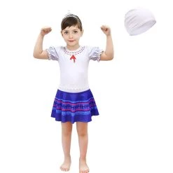NewCosplay Kids Girls Encanto Luisa Swimsuit Jumpsuit Hat Outfits Halloween Carnival Suit