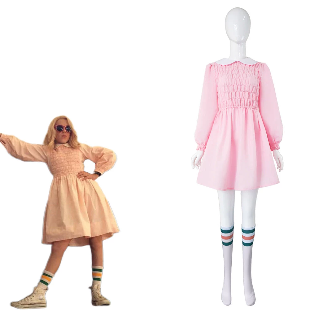 Cossky New Arrivals Stranger Things Season 1 Eleven/11 Cosplay Costume Dress Outfits Halloween Carnival Suit 3 Cossky New Arrivals Stranger Things Season 1 Eleven/11 Cosplay Costume Dress Outfits Halloween Carnival Suit