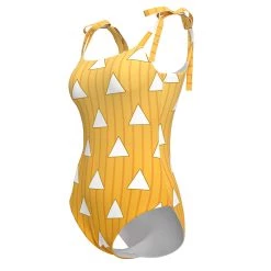 NewCosplay Demon Slayer Agatsuma Zenitsu Cosplay Costume Swimwear Jumpsuit Swimsuit Outfits New Arrivals