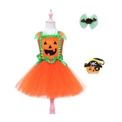 NewCosplay Kids Girls Pumpkin Pirate Cosplay Costume Accessory Bag Outfits Halloween Carnival Suit