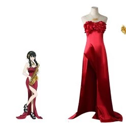 NewCosplay SPY×FAMILY Yor Forger Cosplay Costume Red Dress Accessories Outfits Halloween Carnival Suit