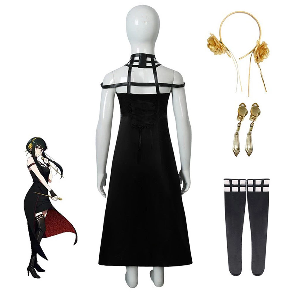 Fandomsky Kids Children SPY×FAMILY Yor Forger Cosplay Costume Dress Accessories Outfits Halloween Carnival Suit 4 Fandomsky Kids Children SPY×FAMILY Yor Forger Cosplay Costume Dress Accessories Outfits Halloween Carnival Suit