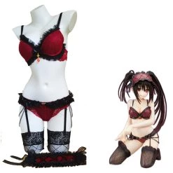 NewCosplay DATE A LIVE/DATE A BULLET Kurumi Tokisaki Red Lingerie Set Cosplay Costume Outfits Halloween Carnival Suit New Arrivals