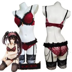 NewCosplay DATE A LIVE/DATE A BULLET Kurumi Tokisaki Red Lingerie Set Cosplay Costume Outfits Halloween Carnival Suit New Arrivals