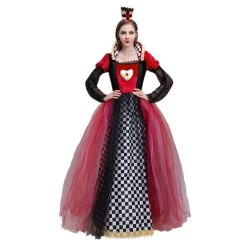 NewCosplay New Arrivals Queen Of Hearts Red Queen Alice In Wonderland Cosplay Costume Outfits Halloween Carnival Suit