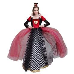NewCosplay New Arrivals Queen Of Hearts Red Queen Alice In Wonderland Cosplay Costume Outfits Halloween Carnival Suit