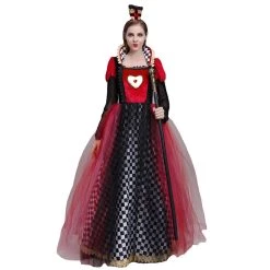 NewCosplay New Arrivals Queen Of Hearts Red Queen Alice In Wonderland Cosplay Costume Outfits Halloween Carnival Suit
