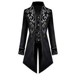 NewCosplay Adult Punk Retro Prince Cosplay Tuxedo Costume Long Trench Coat Party Uniform Jacket
