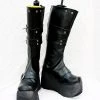 NewCosplay New Arrivals Punk Rock High-heeled Heavy-bottomed Black Boots