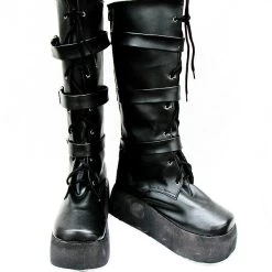 NewCosplay New Arrivals Punk Buckle Black Heavy-bottomed Boots Custom-Made