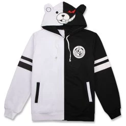 New Cosplaysky Unisex Danganronpa Monokuma Cosplay Hoodie With Ears Black White Bear Pullover Sweatshirt Outfit New Arrivals
