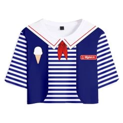 Viele Kostüme New Arrivals Stranger Things Season 3 Robin Cosplay Costume Crop Top T-shirt Shorts Set