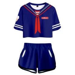 NewCossky Stranger Things Season 3 Steve Cosplay Costume T-shirt Shorts Set Costume