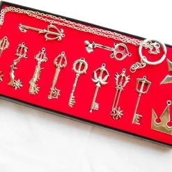 NewCosplay New Arrivals Kingdoms Hearts Keychain Necklace Pendant Gift12Pcs Collection Sets Cosplay Accessories