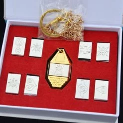 NewCosplay Digimon Adventure Togs Emblem Necklace Pendant 9 Pcs /Set Collection Box
