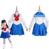 NewCosplay Sailor Moon Kids Girls Blue Dress Outfits Halloween Carnival Suit Cosplay Costume