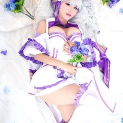 NewCosplay Re:Zero Life In A Different World From Zero Emilia Outfit Cosplay Costume